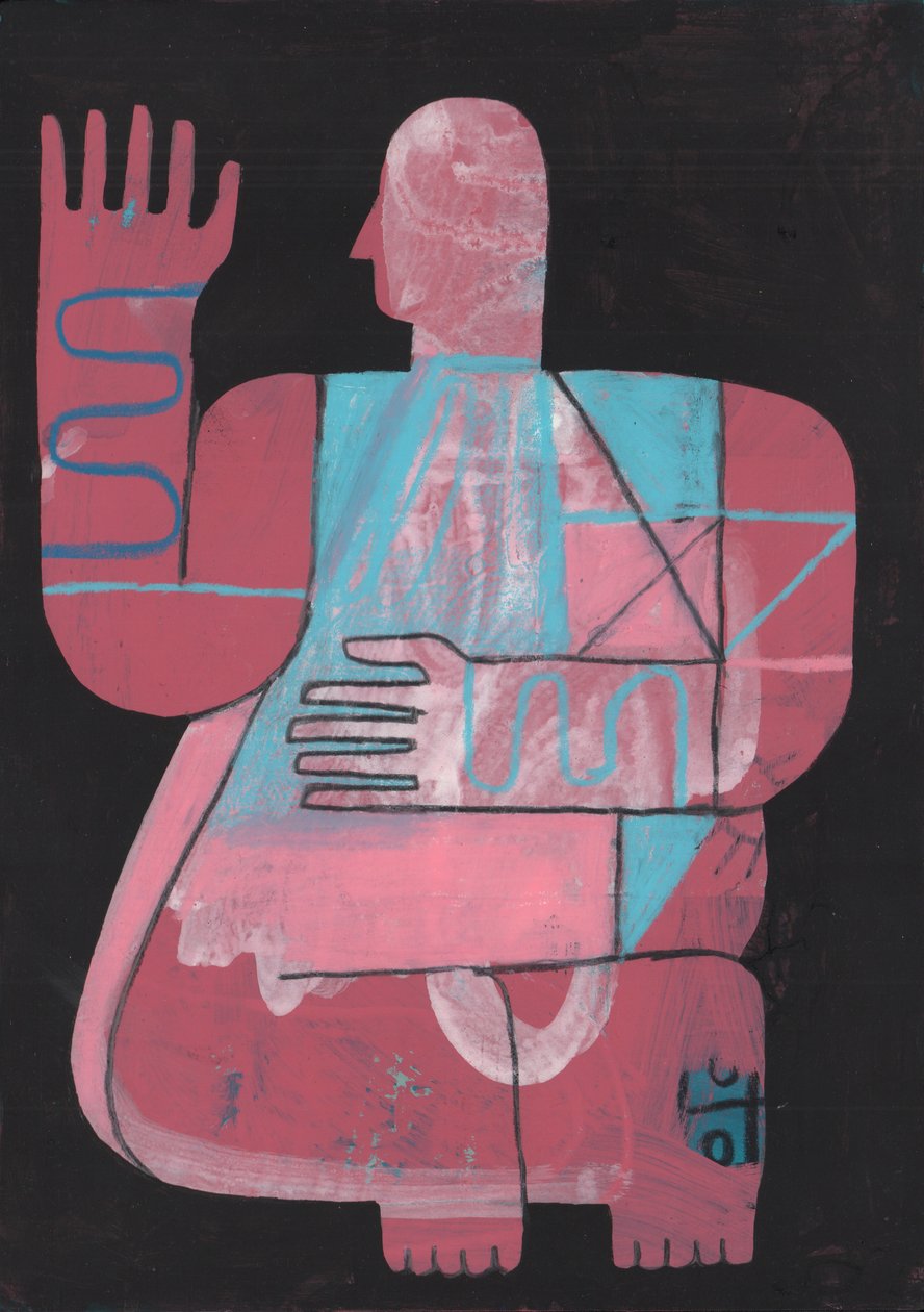 Black And Blue 5, 2023 (blandfärg på papper) av David Shillinglaw