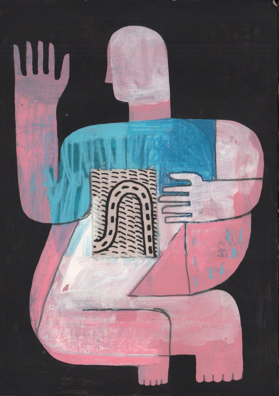 Black And Blue 6, 2023 (blandad färg på papper) av David Shillinglaw