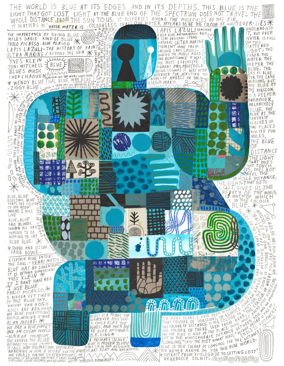 Blue At Its Edges, 2023 (akryl och blyerts på papper) av David Shillinglaw
