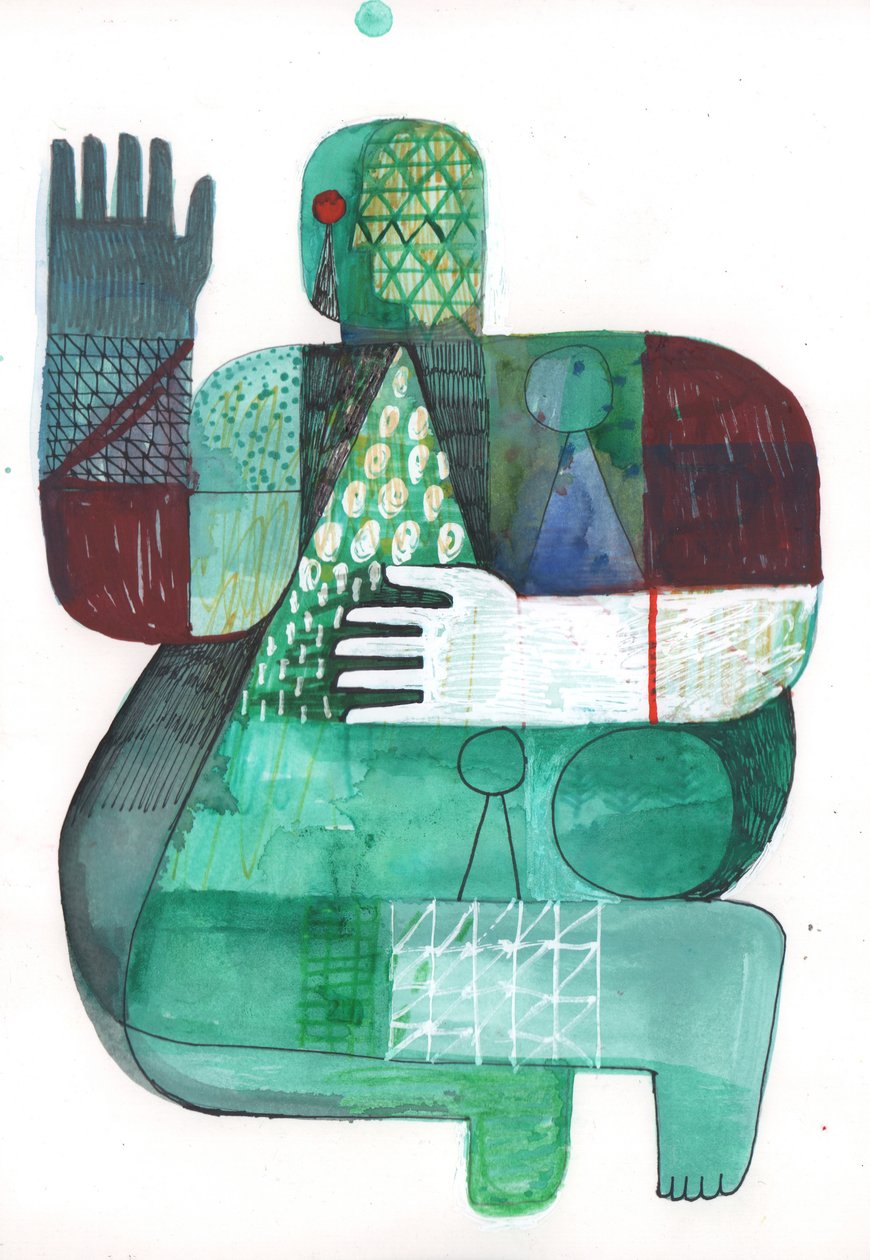 Bodies of Land and Water 1, 2023 (blandfärg på papper) av David Shillinglaw