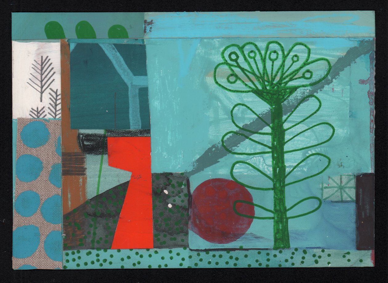 In Bloom In Bloom, 2023 (målning och collage) av David Shillinglaw