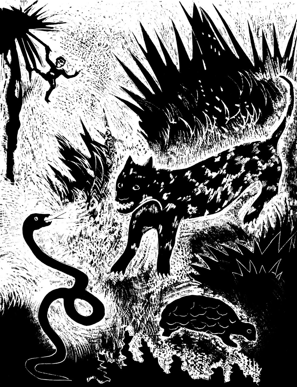 Illustration från boken Just so stories..., av Rudyard Kipling, 1931. av David Sterenberg