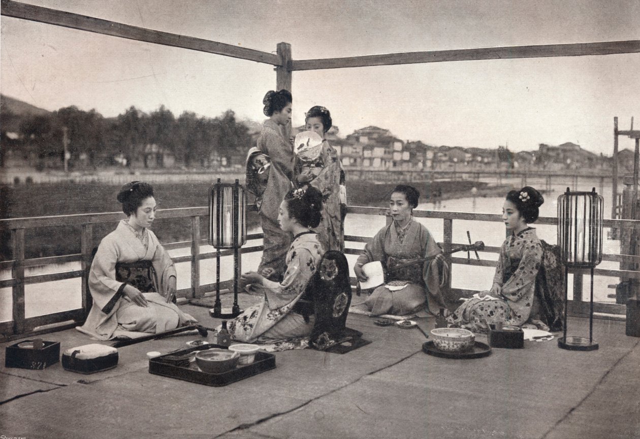 "En japansk måltid", c1903 av David Stevenson and Co