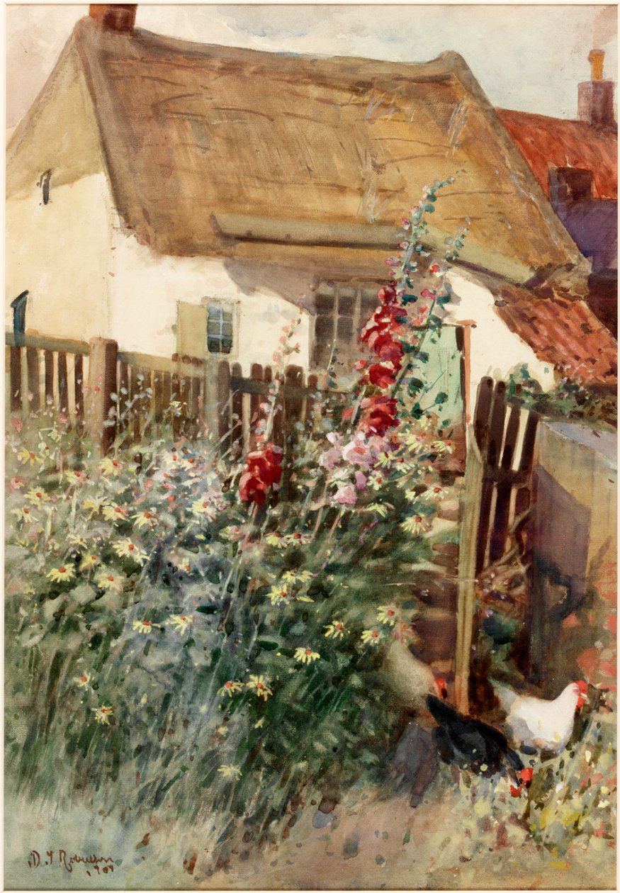 The Garden (penna och akvarell ombord) av David T. Robertson