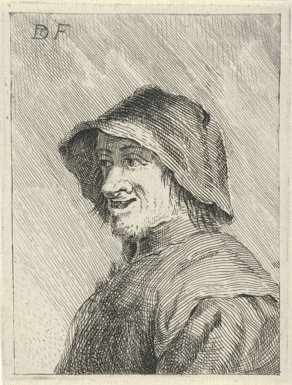 Bonde med hatt på huvudet till vänster av David Teniers (II)