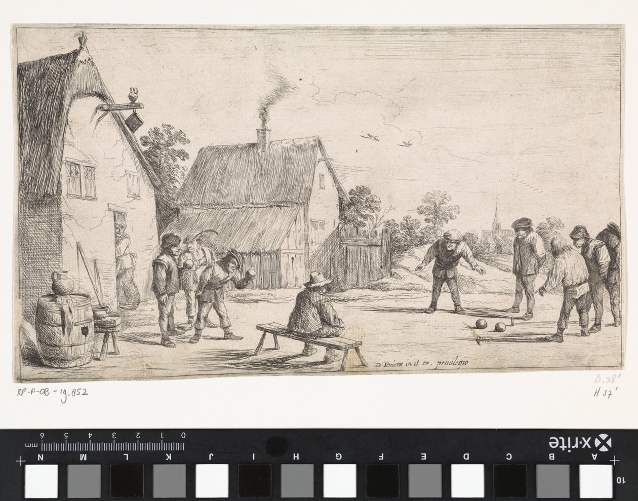 Bönder spelar boule Friluftsgenrescener (serietitel) av David Teniers (II)