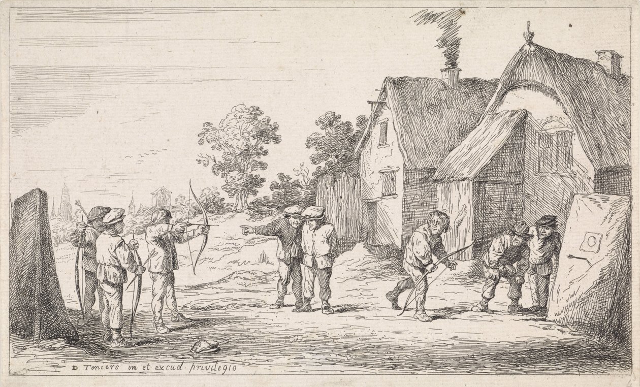 bågskyttar Friluftsgenrescener (serietitel) av David Teniers (II)