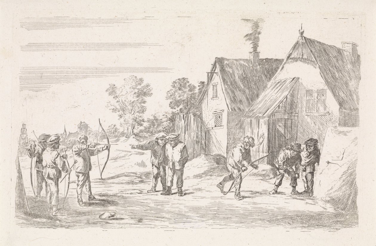 bågskyttar Friluftsgenrescener (serietitel) av David Teniers (II)