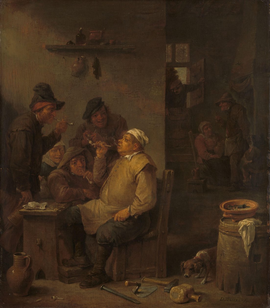 Mason röker med följeslagare på en krog av David Teniers (II)