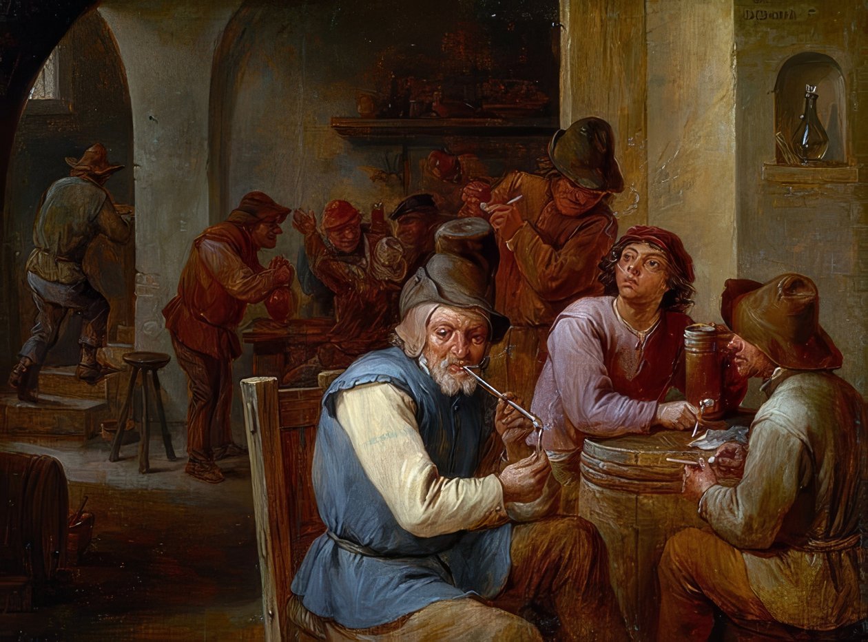 I byns pub. Omkring 1660 av David Teniers the Elder