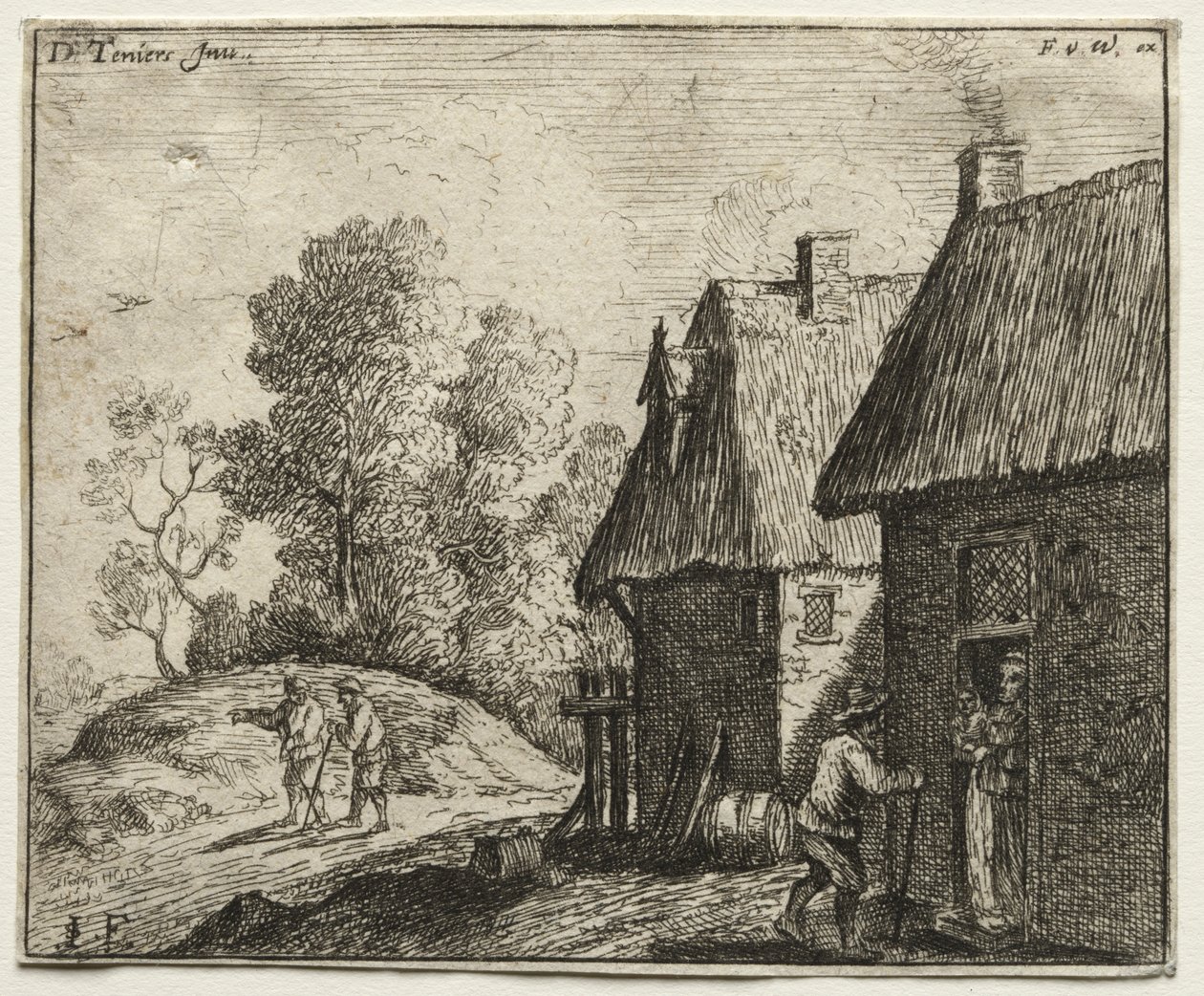 Bonde som pratar med en kvinna. av David Teniers the Elder