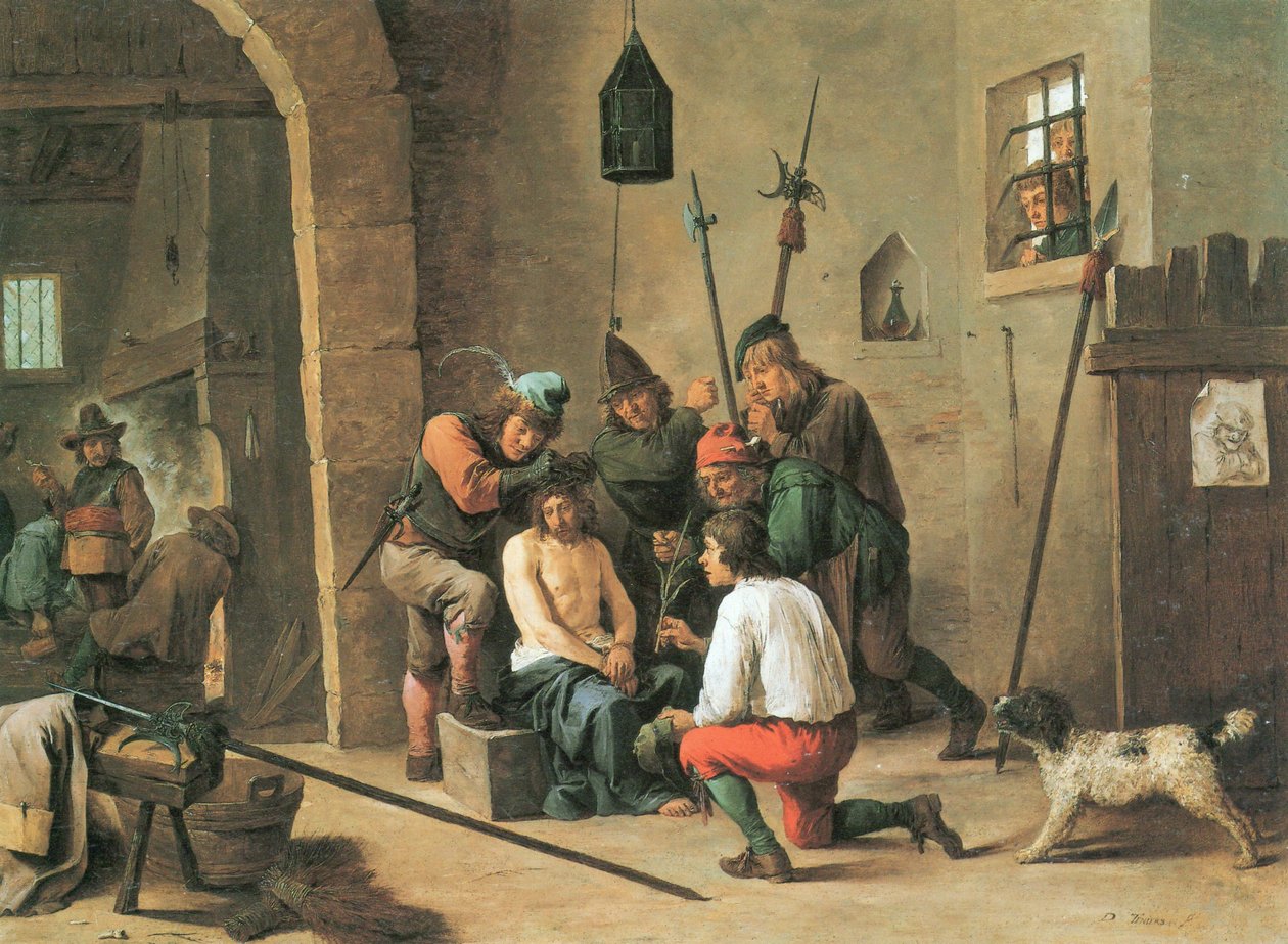 Holländska: Törnekronan Smärtornas man av David Teniers the Younger