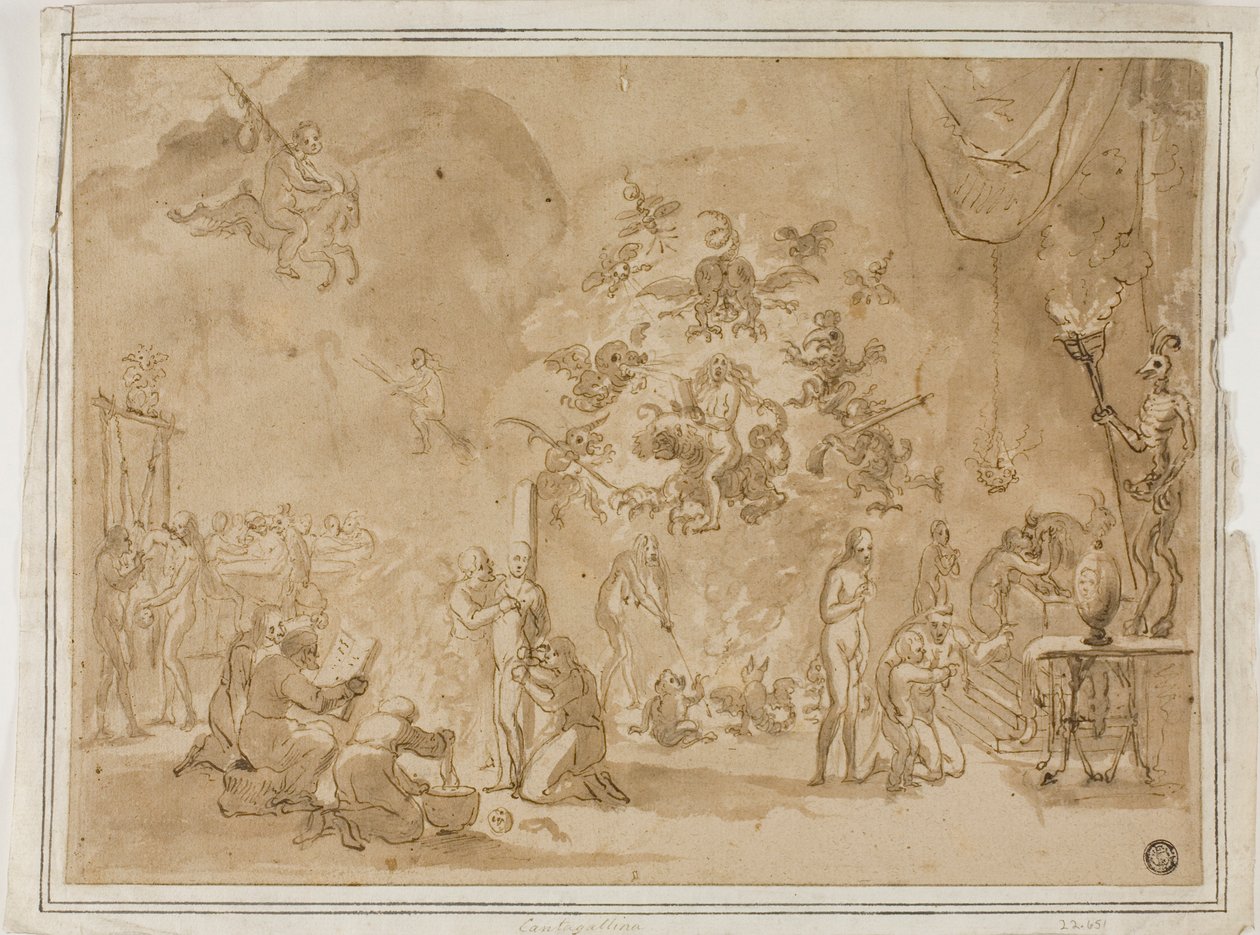 Scen för häxeri och djävulsdyrkan av David Teniers the Younger