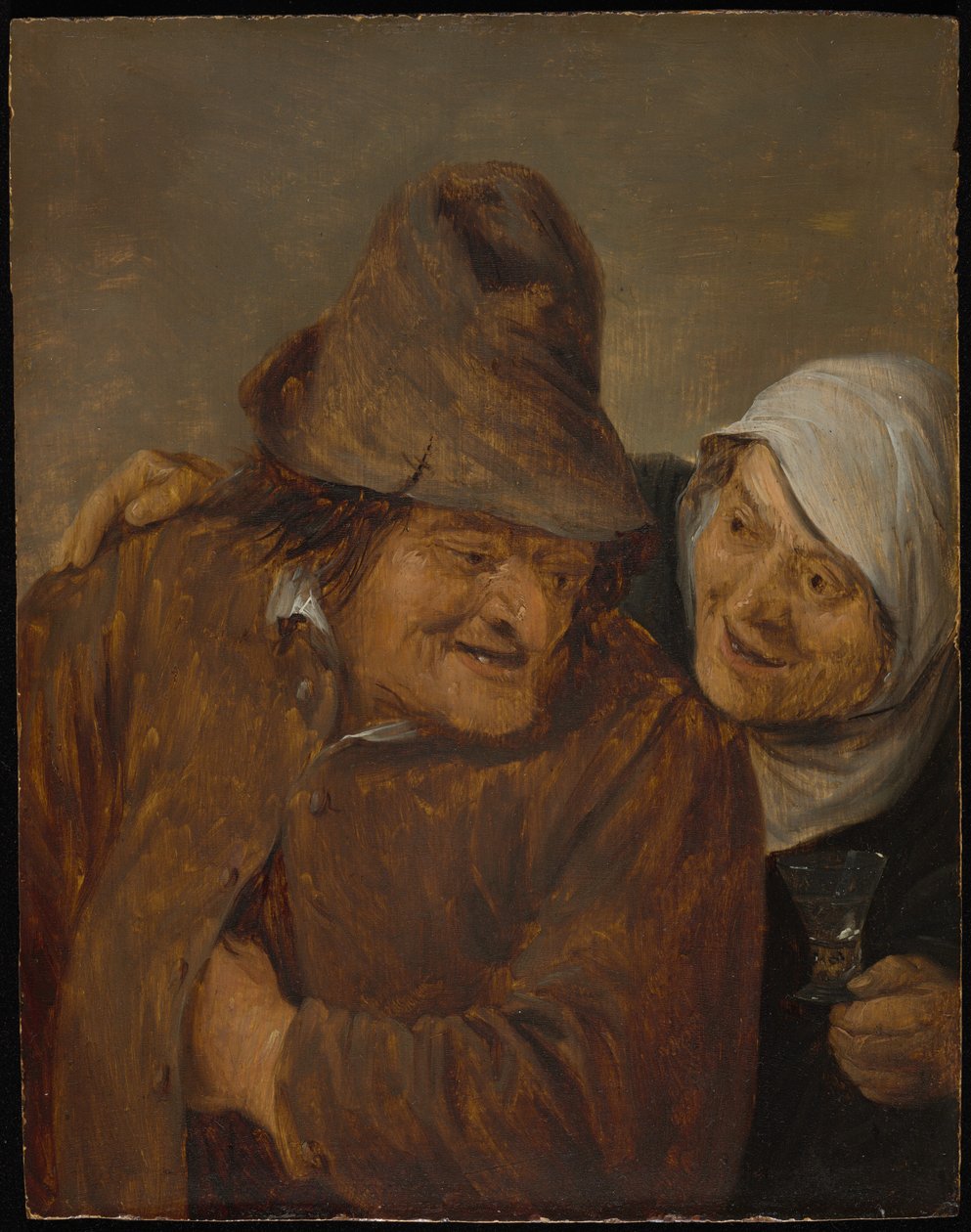 Två bönder med ett glas vin av David Teniers the Younger