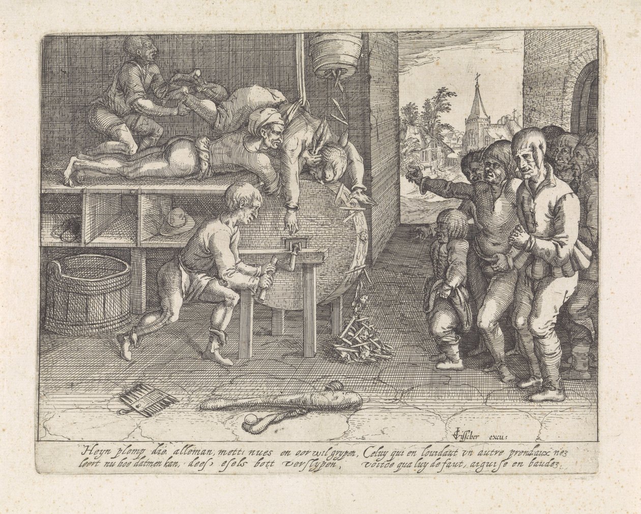 Trickster straffar slipande näsa och öron av David Vinckboons (I) (possibly)