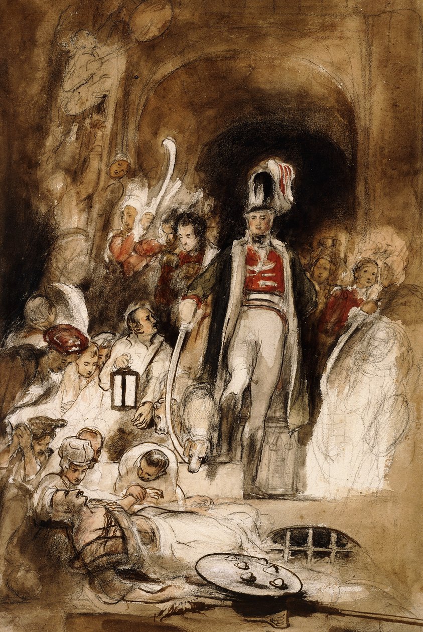 En studie för "Sir David Baird Discovering the Body of Tipu Sahib", 1838 av David Wilkie