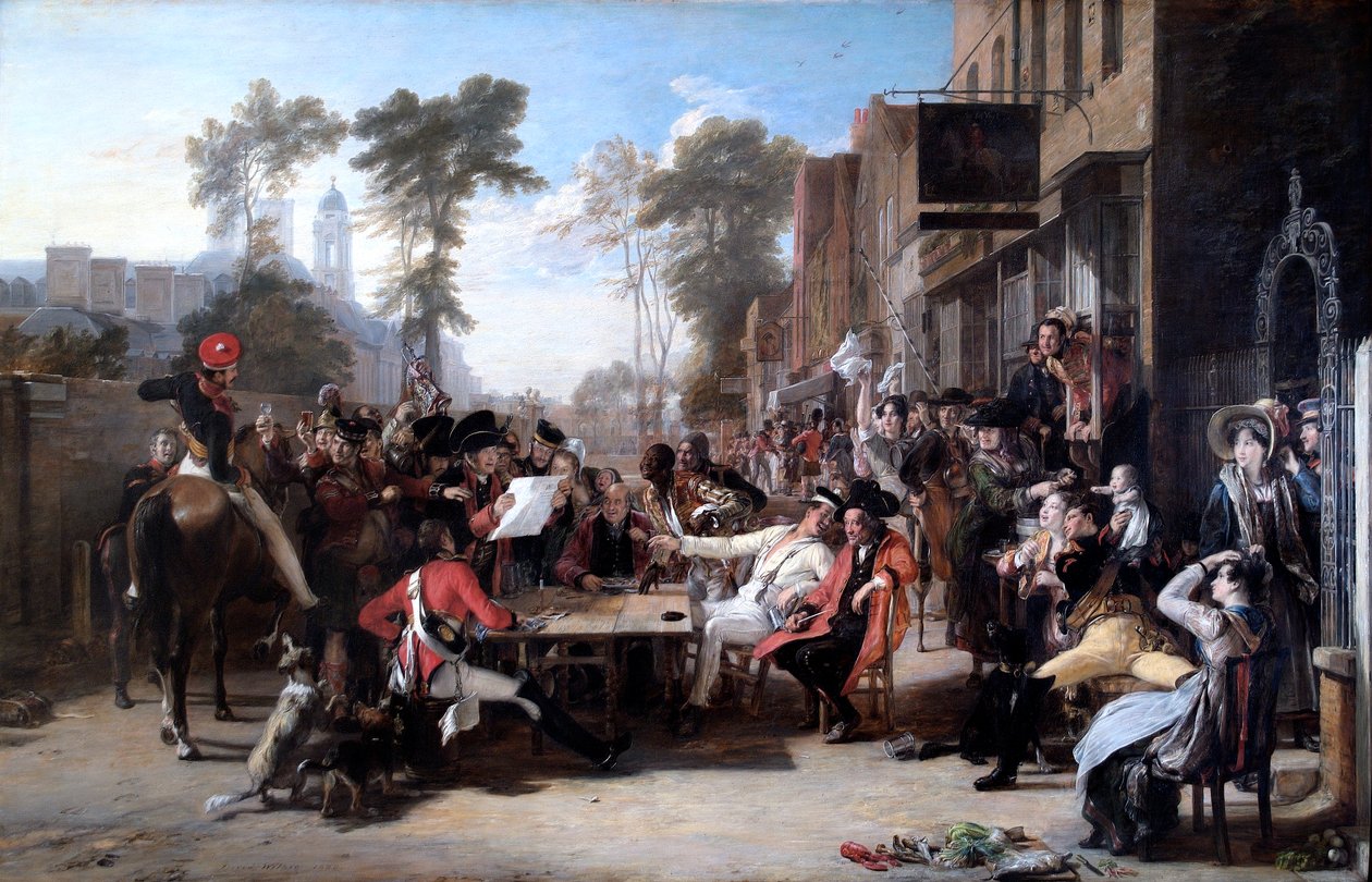 Chelsea Pensioners Reading the Waterloo Dispatch (olja på duk) av David Wilkie