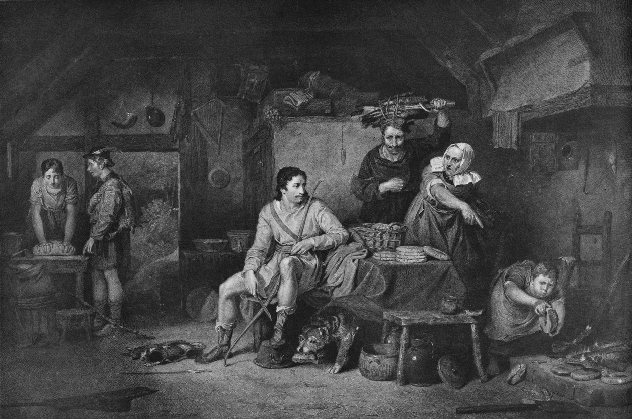 Kung Alfred i Neatherd Cottage, 1806, 1912 av David Wilkie