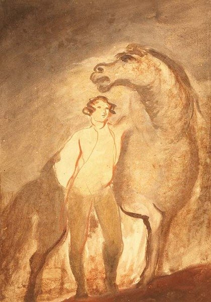 Man och häst (akvarell på papper) av David Wilkie