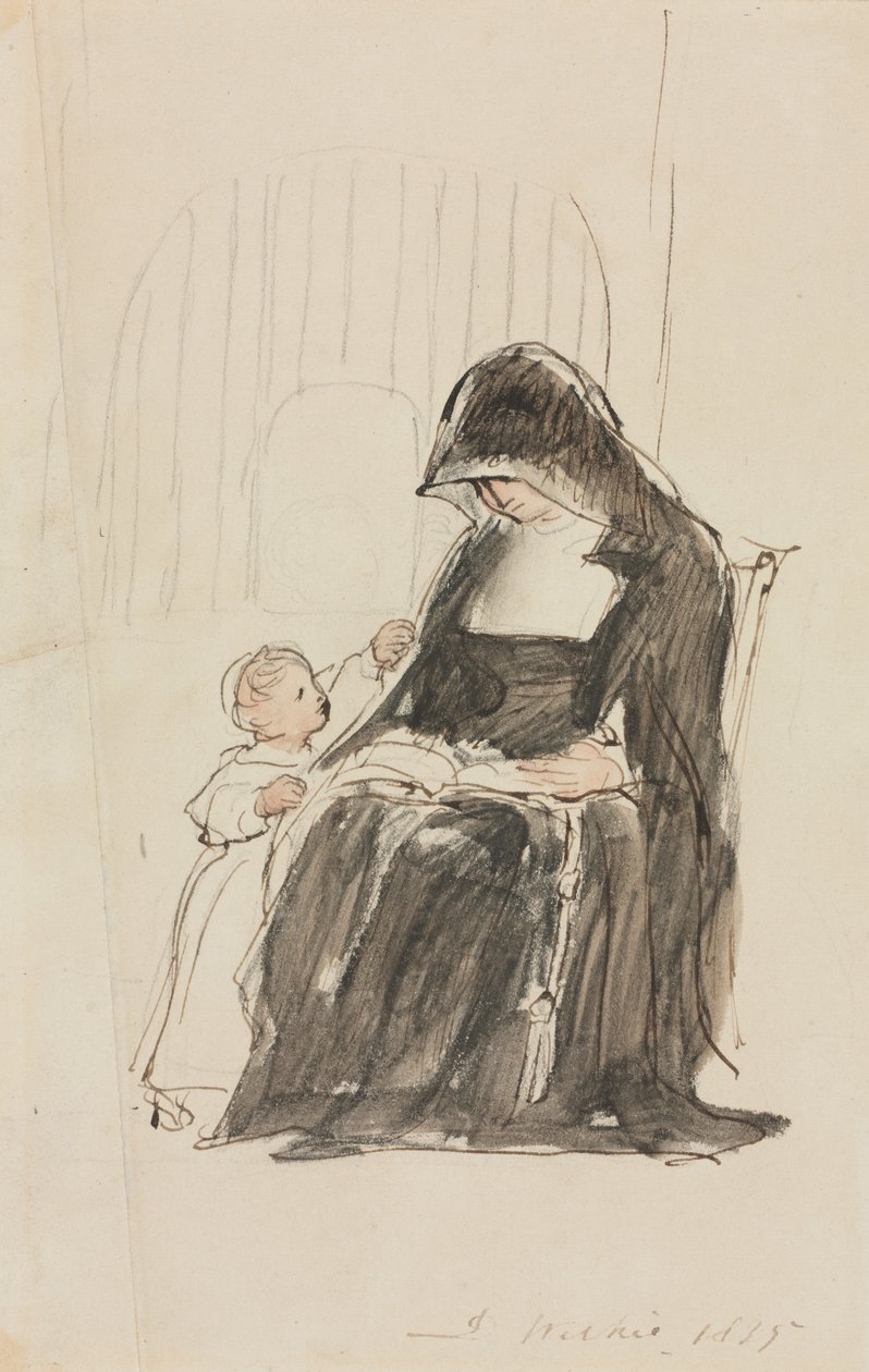 Nunna läser för ett barn, 1835. av David Wilkie