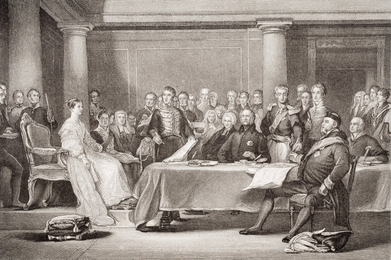 Le Fono Muamua a Queen Victoria, Kensington Palace, 21 Iuni 1837, mai le `Illustrations of English and Scottish History