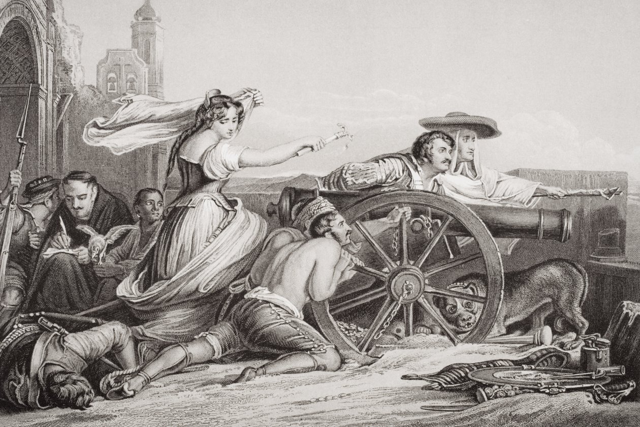 The Defense of Saragossa, 1808, från `Illustrationer av engelsk och skotsk historia