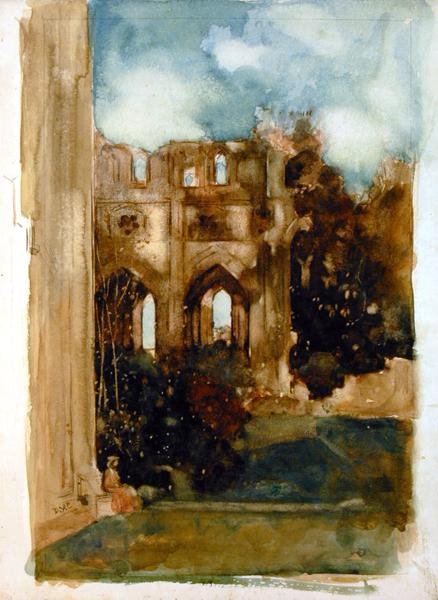 Dryburgh Abbey (akvarell på papper) av David Young Cameron