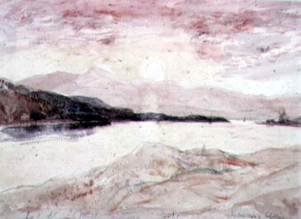 Loch Aline, Argyllshire: Utsikt från norr med ön Mull (wc på papper) av David Young Cameron
