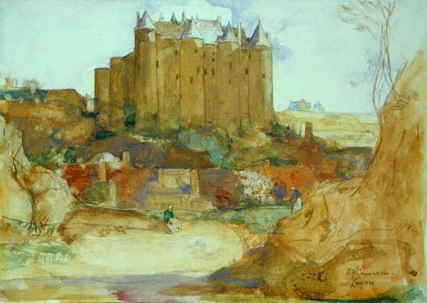 Luynes på Loire (akvarell över penna på papper) av David Young Cameron