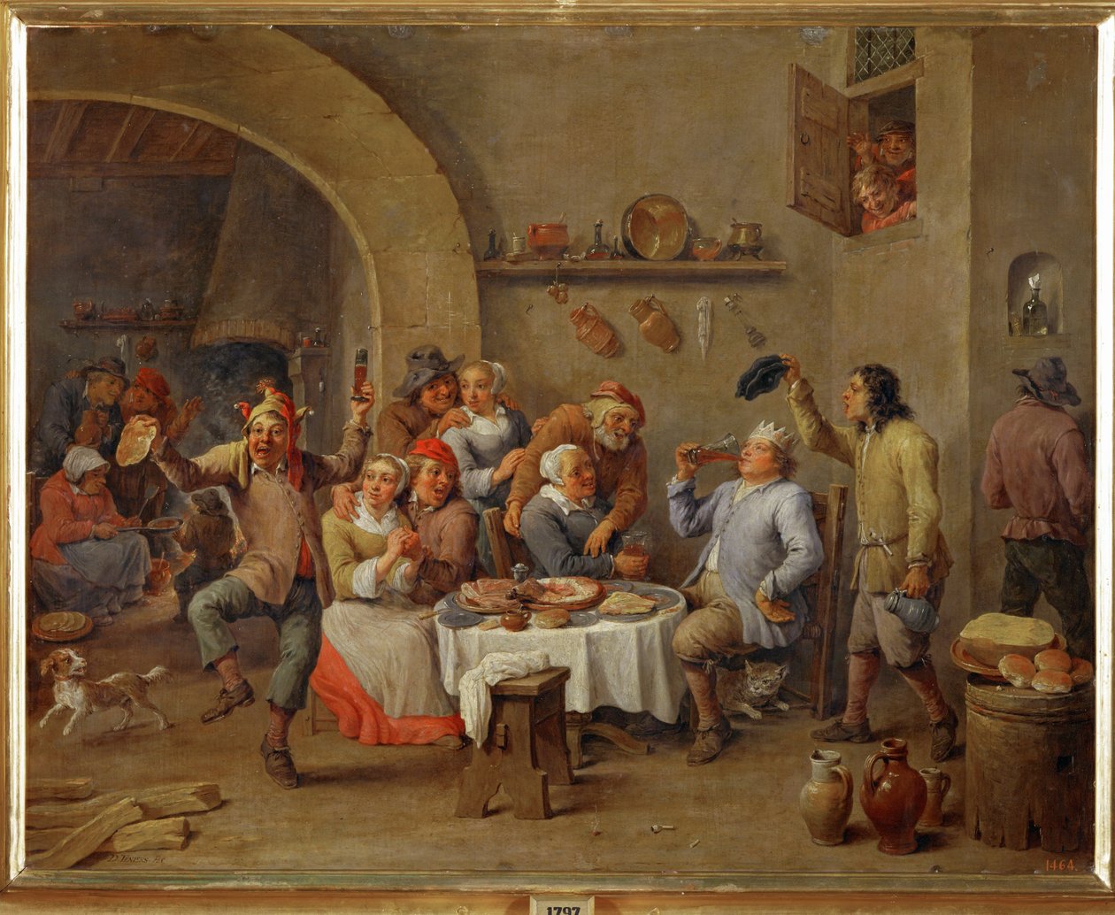 Le Roi Boit (olja på koppar) av David the Elder Teniers