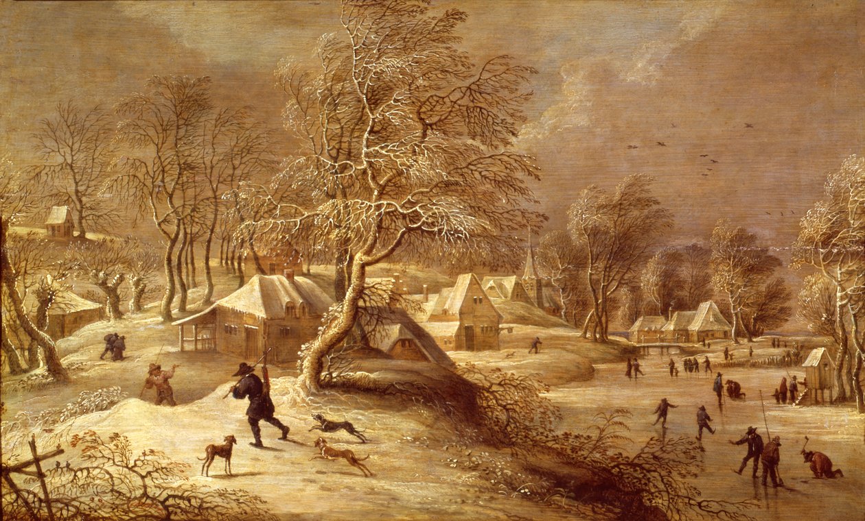 Den gamla byn under snö av David Teniers the Elder