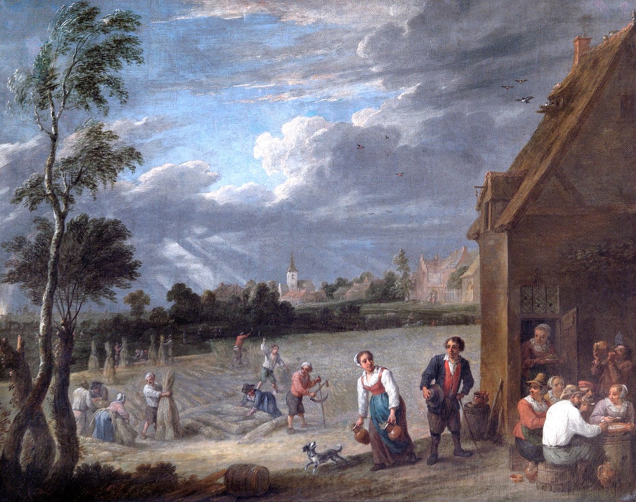 A Harvest Scene (olja på duk) av David Teniers the Younger