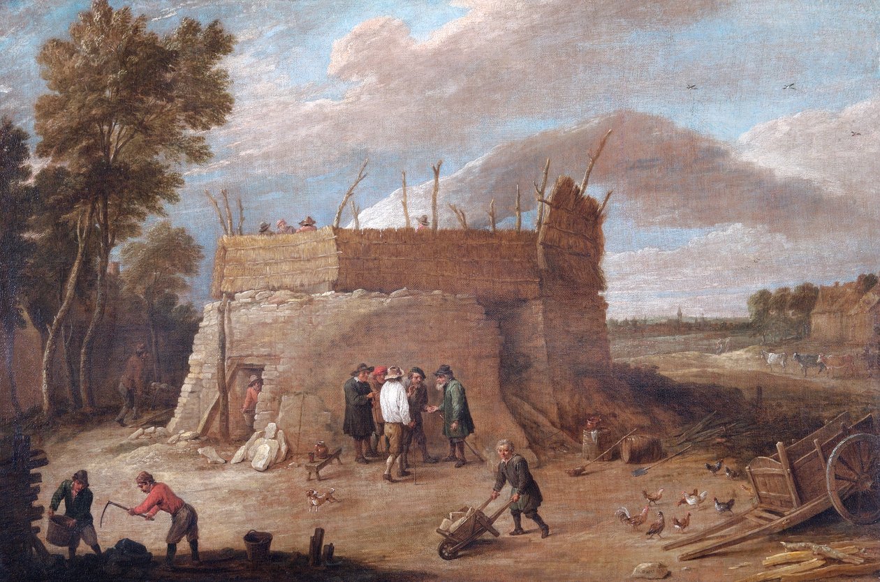 En kalkugn med figurer (olja på duk) av David Teniers the Younger