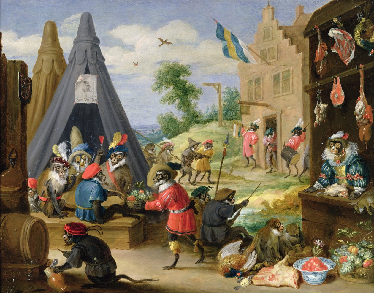 Ett apaläger av David Teniers the Younger
