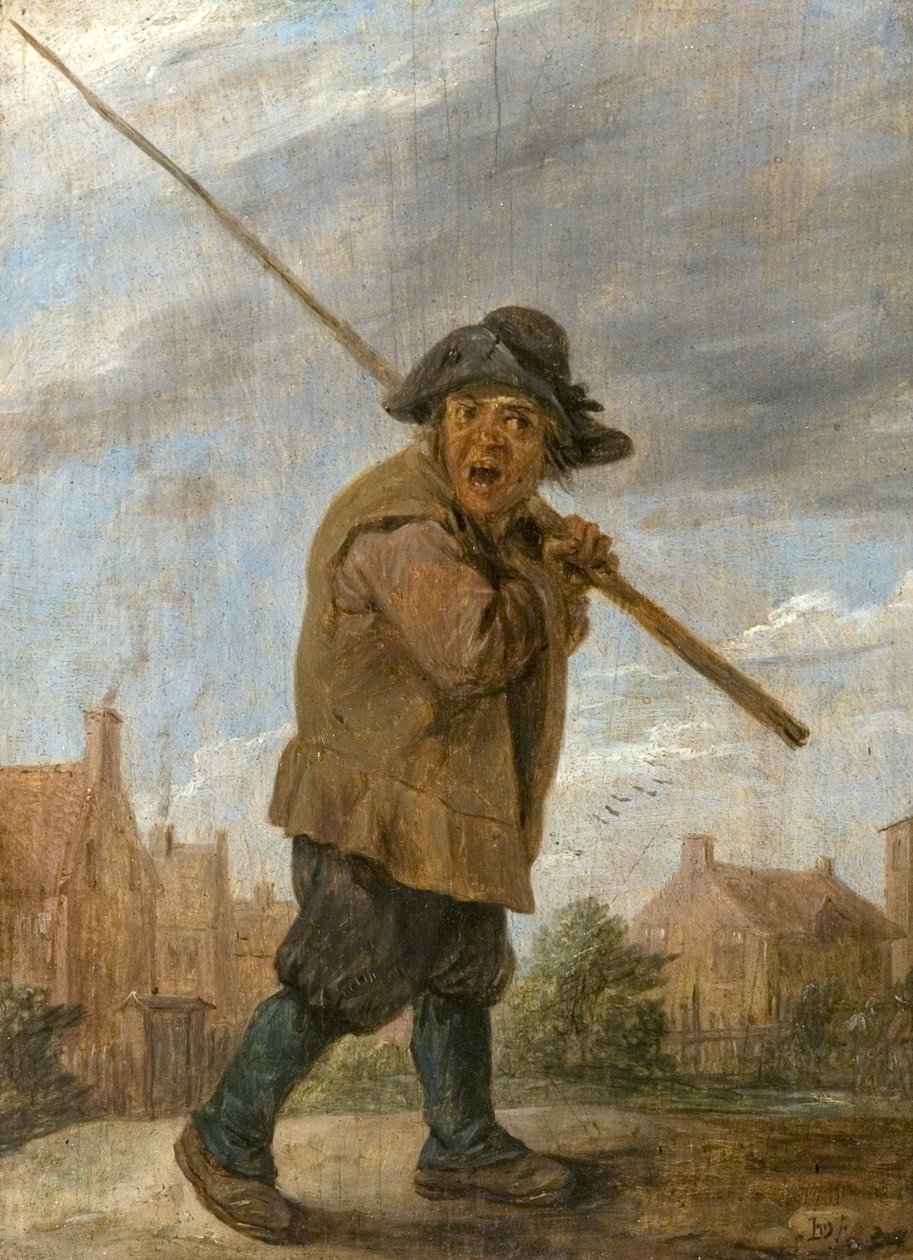 En bonde som bär en påle av David Teniers the Younger