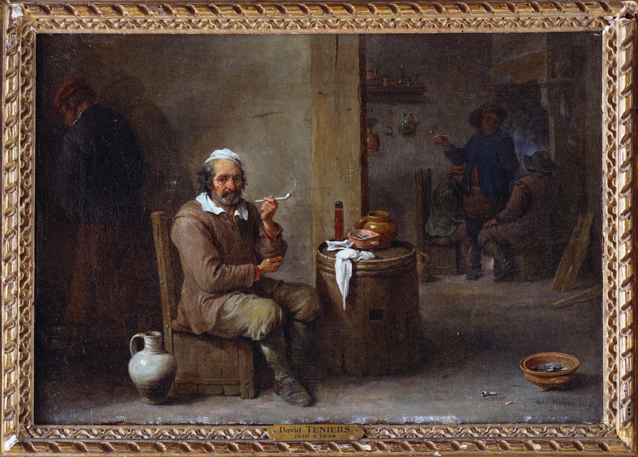 En bonde som röker på ett värdshus av David Teniers the Younger