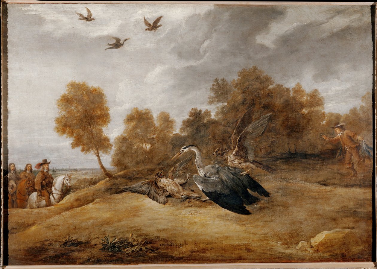 Ärkehertig Leopold Wilhelm jagar hägrar med falkar... av David the Younger Teniers