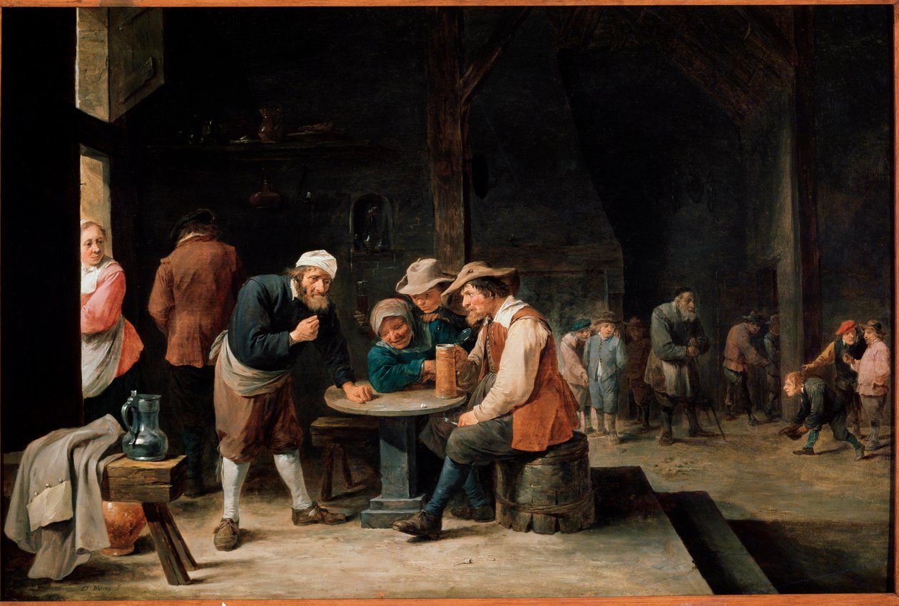 Öldrickare. Målning av David Teniers II, den unge (1610-1690). Olja på duk av David Teniers the Younger