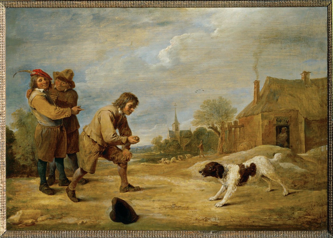 Bondpojke med hund av David the Younger Teniers
