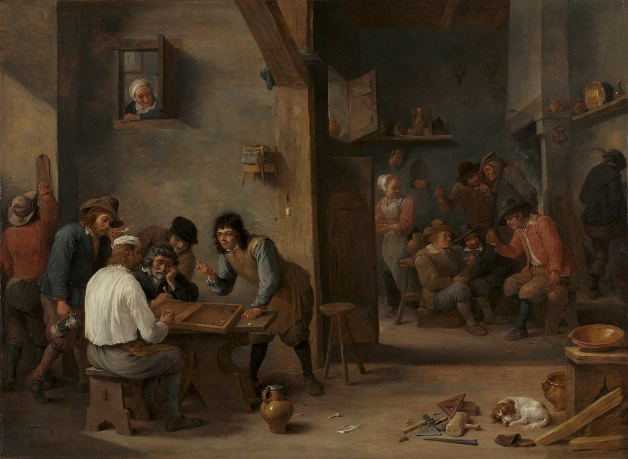 Game of Backgammon, ca 1640 (olja på trä, överförd till duk) av David Teniers the Younger