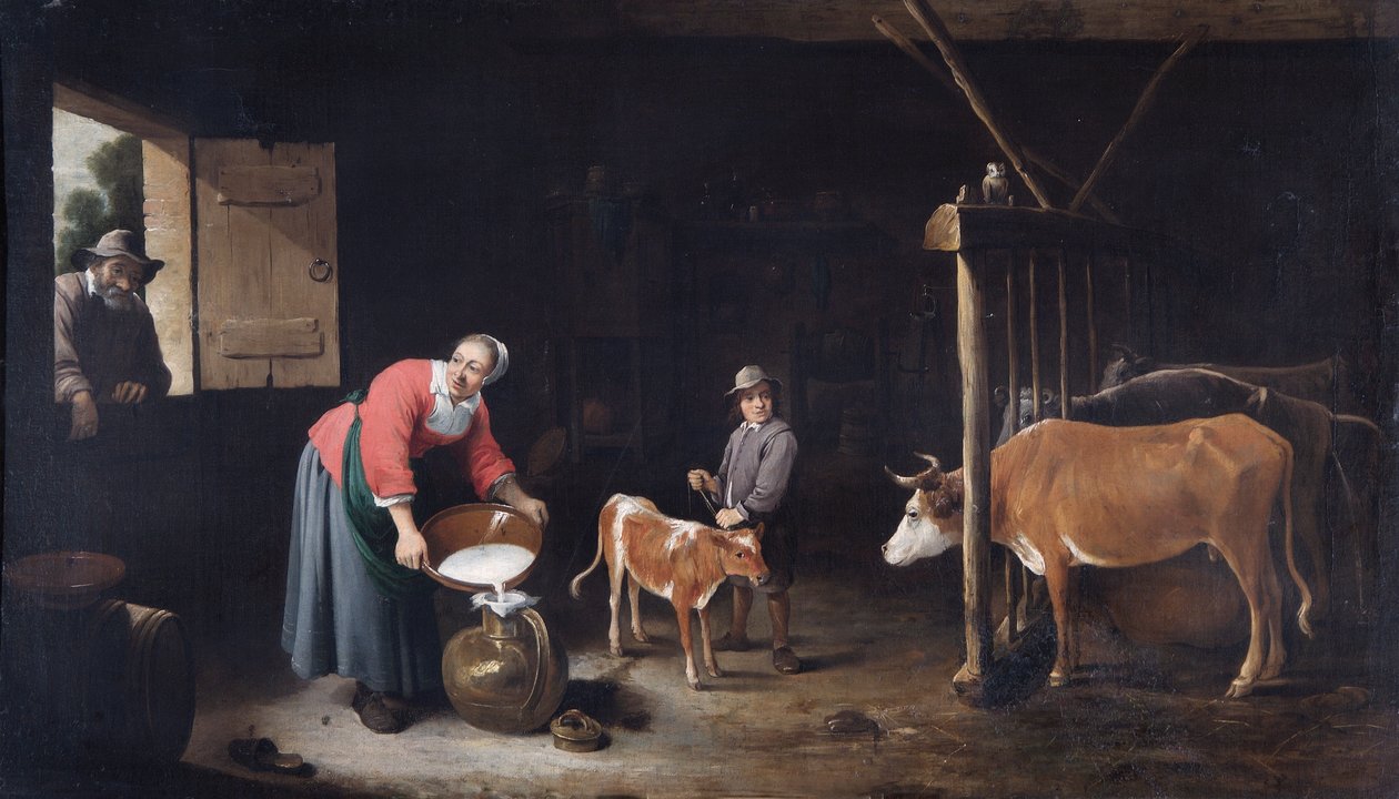 Interiör av en ladugård, ca 1640-50 (olja på duk) av David Teniers the Younger