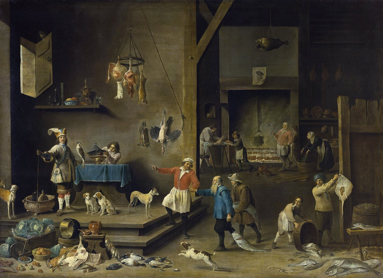 Kök - David Teniers, den yngre (1610-1690). Olja på duk av David Teniers the Younger