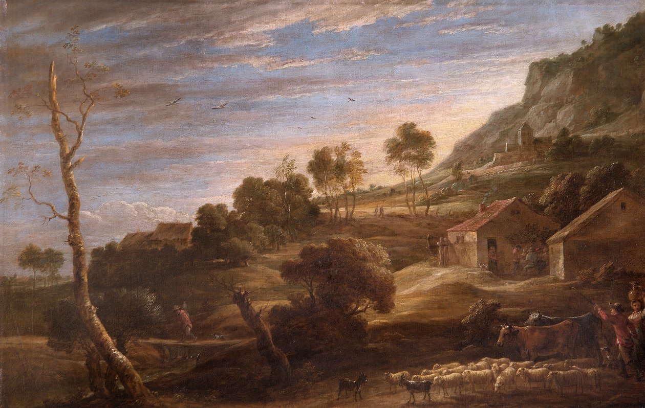 Landskap med bönder som driver boskap, ca 1670-90 (olja på duk) av David Teniers the Younger