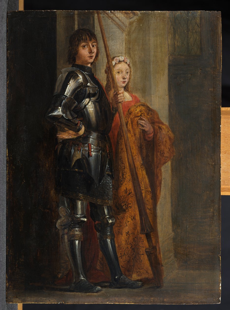 Saints George och Cecilia, efter Antonello da Messina av David Teniers the Younger