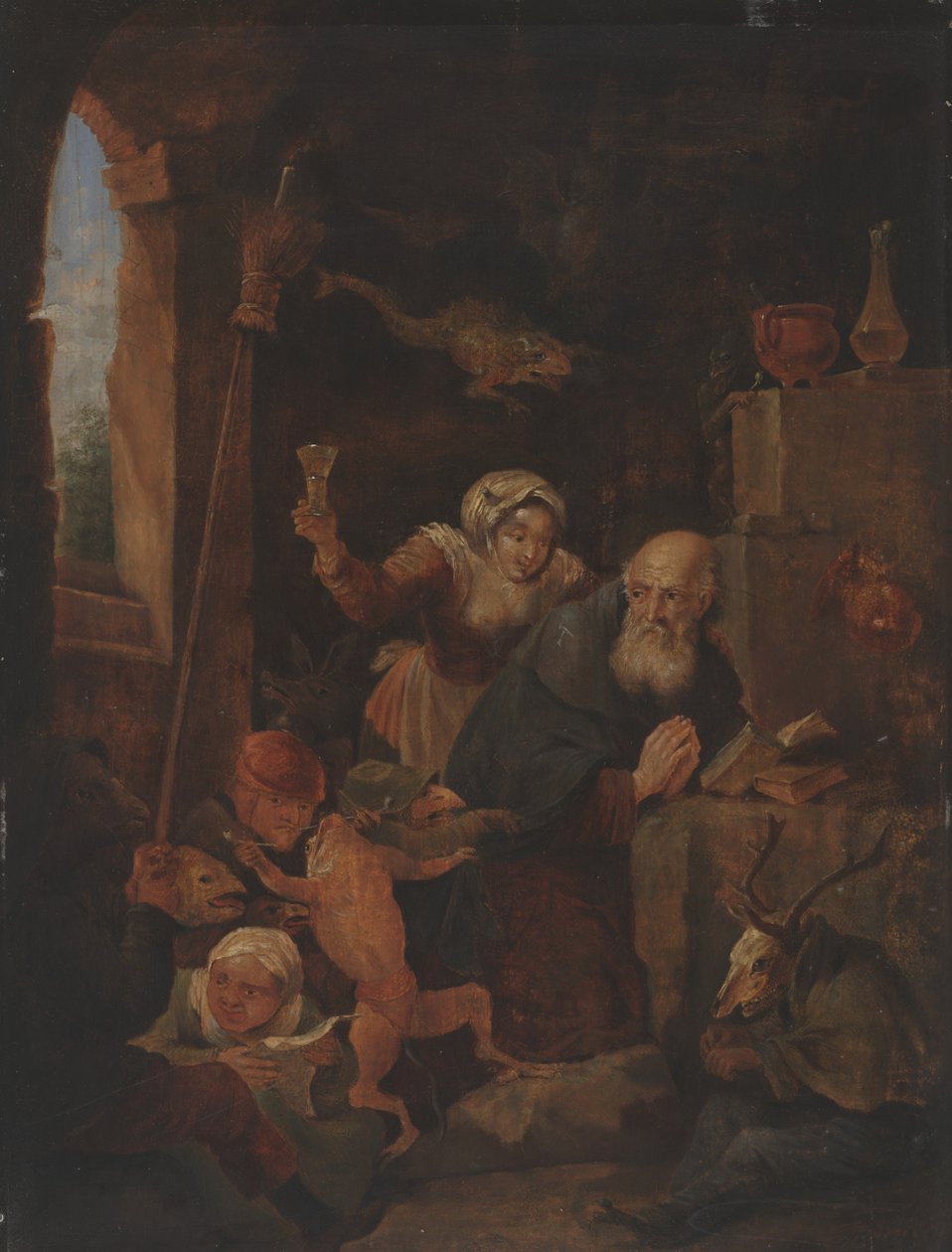 Temptation of St. Anthony (olja på panel) av David Teniers the Younger