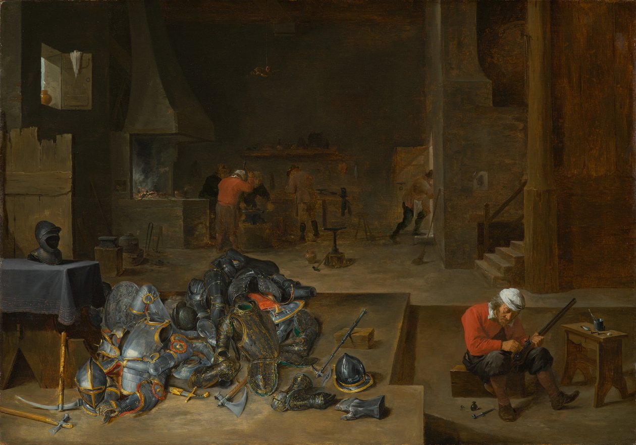Armorers Shop, ca 1640-1645 av David Teniers the Younger