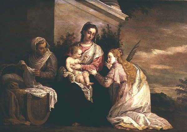 Jungfru och barn med St. Catherine av David Teniers the Younger