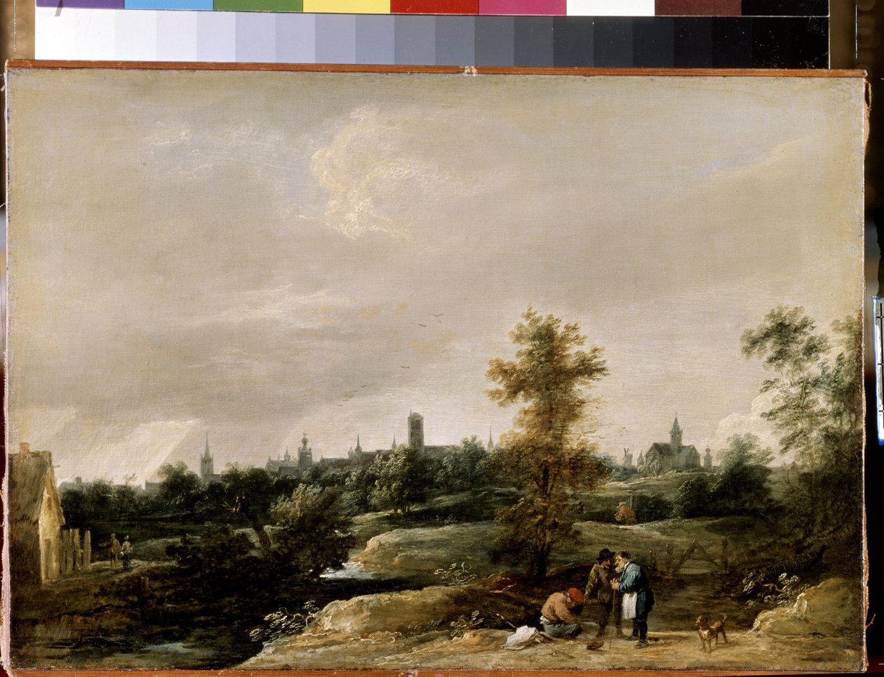 Utsikt nära Bryssel (Visa nära Bryssel). Målning av David Teniers den yngre (1610-1690). Olja på trä, 26,7 x 38 cm. Flamländsk konst, barockkonst. Eremitagemuseet, Sankt Petersburg. av David Teniers the Younger