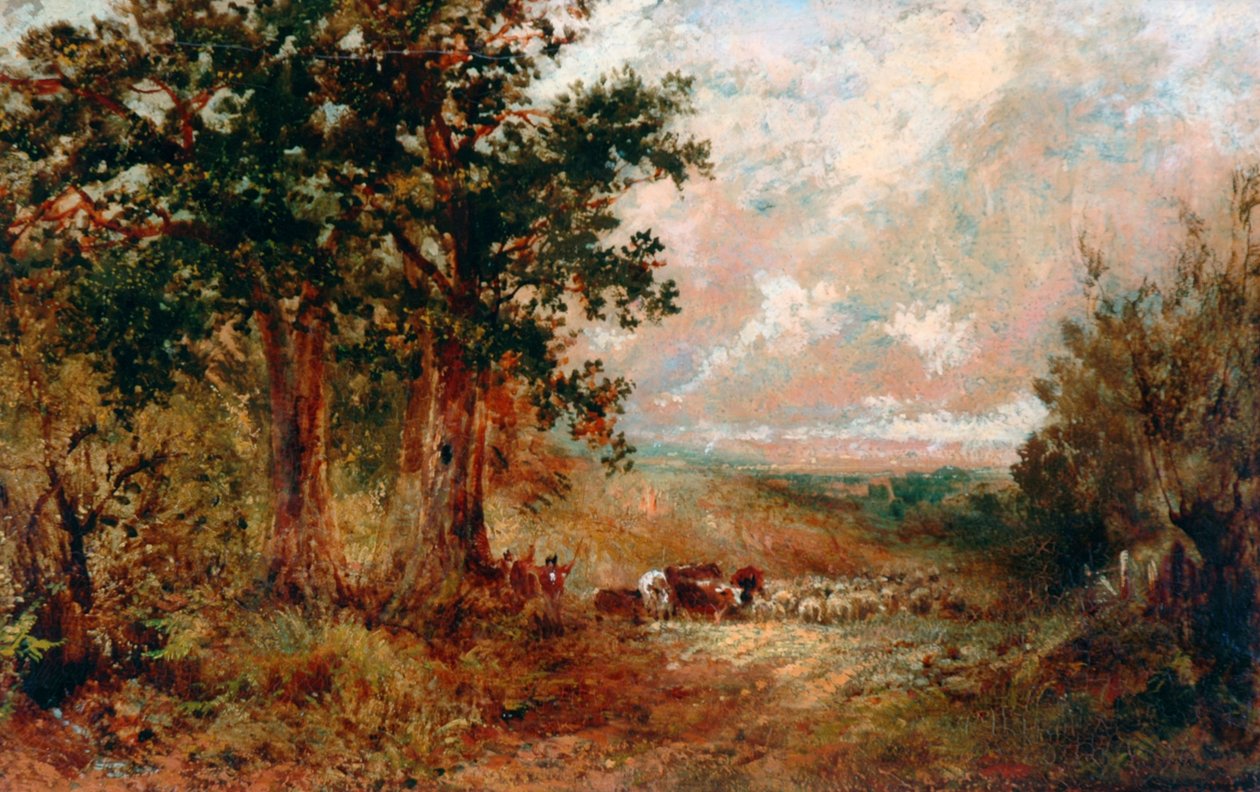 A Warwickshire Lane (olja på duk) av David the younger Cox