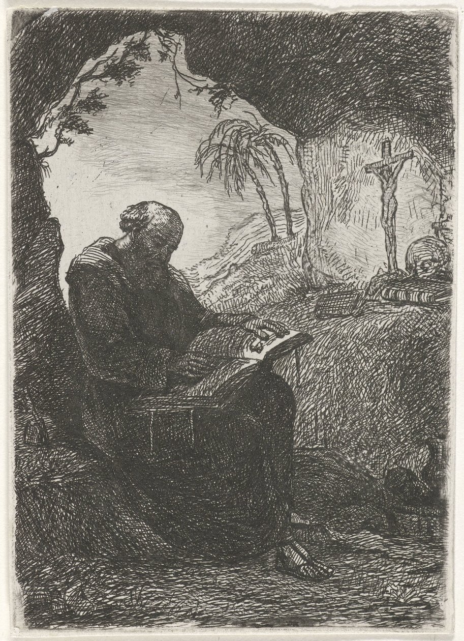 Munk i en grotta av David van der Kellen